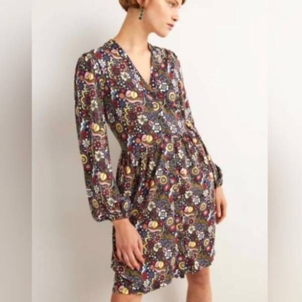 Boden Button Through Jersey paisley Dress sz 4R